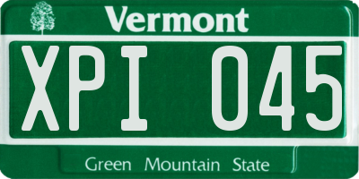 VT license plate XPI045