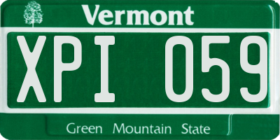 VT license plate XPI059