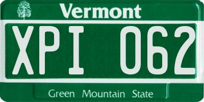 VT license plate XPI062