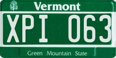 VT license plate XPI063