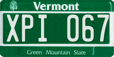 VT license plate XPI067