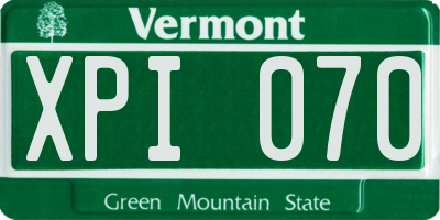 VT license plate XPI070