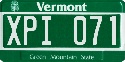 VT license plate XPI071