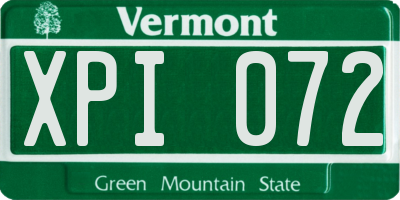 VT license plate XPI072