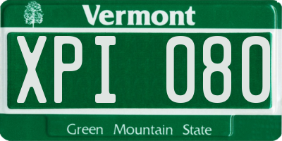 VT license plate XPI080