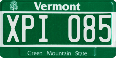VT license plate XPI085