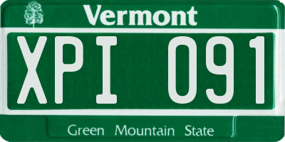 VT license plate XPI091