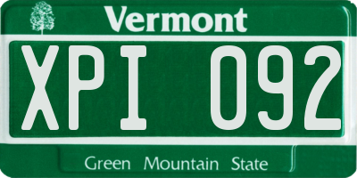 VT license plate XPI092