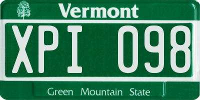VT license plate XPI098
