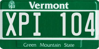VT license plate XPI104