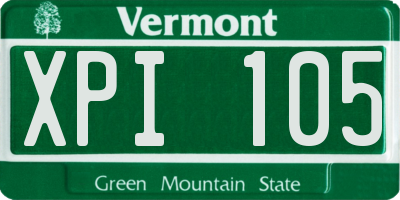VT license plate XPI105