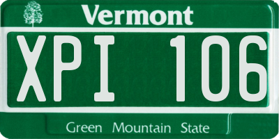 VT license plate XPI106