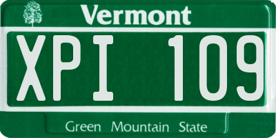 VT license plate XPI109