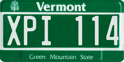 VT license plate XPI114