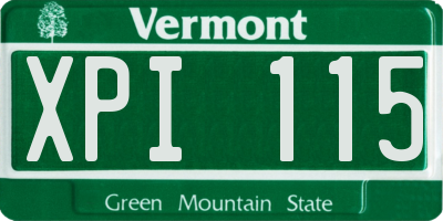VT license plate XPI115