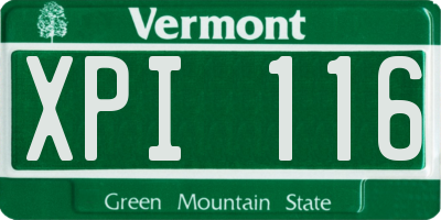 VT license plate XPI116