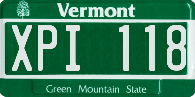 VT license plate XPI118