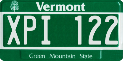VT license plate XPI122