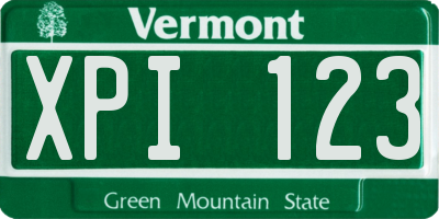 VT license plate XPI123