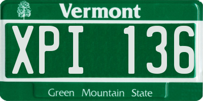 VT license plate XPI136