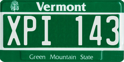 VT license plate XPI143