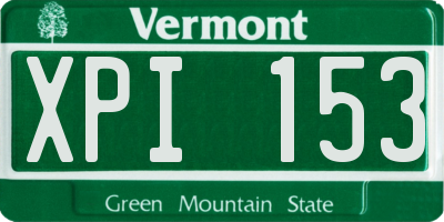 VT license plate XPI153