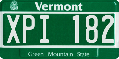 VT license plate XPI182