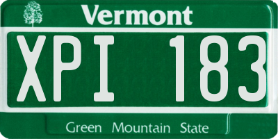 VT license plate XPI183