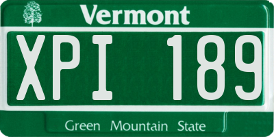VT license plate XPI189