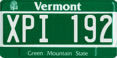 VT license plate XPI192