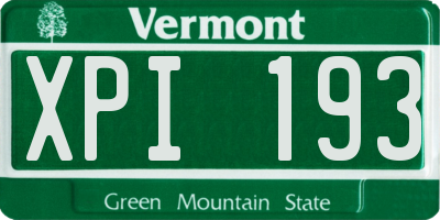 VT license plate XPI193