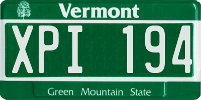 VT license plate XPI194