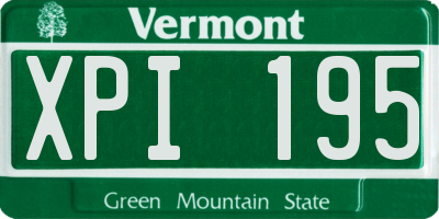 VT license plate XPI195