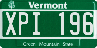 VT license plate XPI196