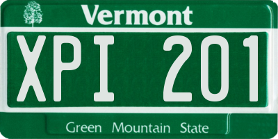 VT license plate XPI201
