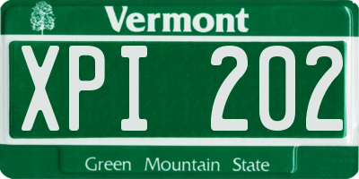 VT license plate XPI202