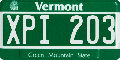 VT license plate XPI203