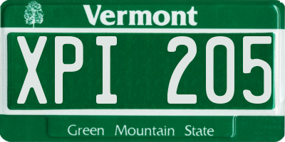 VT license plate XPI205