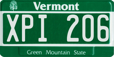 VT license plate XPI206