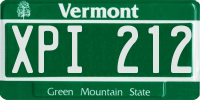 VT license plate XPI212