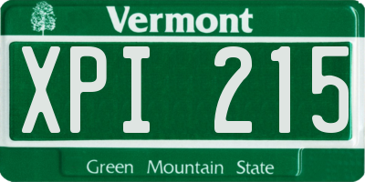 VT license plate XPI215