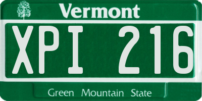 VT license plate XPI216
