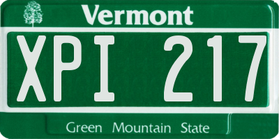 VT license plate XPI217