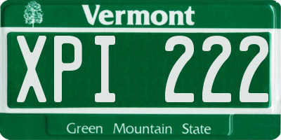 VT license plate XPI222