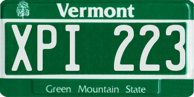 VT license plate XPI223