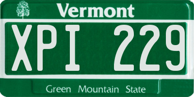 VT license plate XPI229