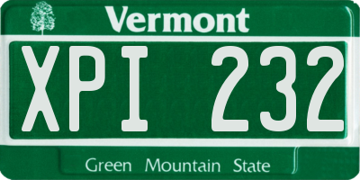 VT license plate XPI232