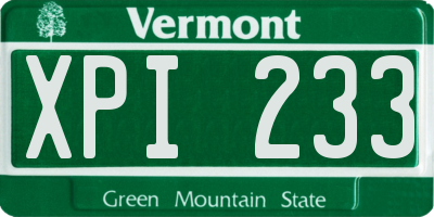 VT license plate XPI233