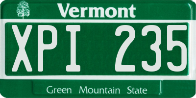 VT license plate XPI235