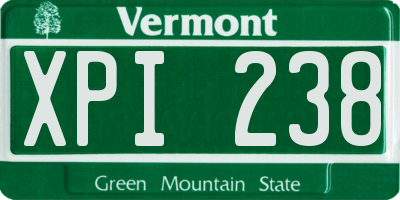 VT license plate XPI238